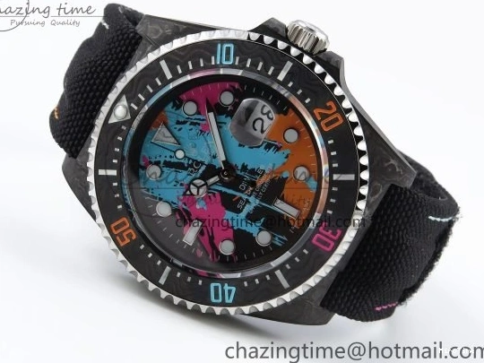 MiroTime 0311 QuickDry Sea Dweller 43mm Carbon DIWF Best Edition Graffiti Dial on Black Nylon Strap A 1669